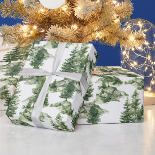 Watercolor Winter Forest Pattern Wrapping Paper