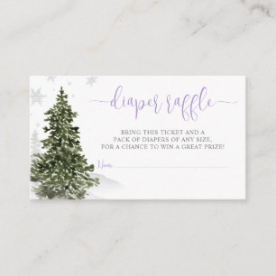 Watercolor Winter Forest Purple Diaper Raffle Enclosure Card