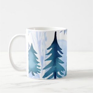 Watercolor Winter Forest Seamless Pattern Coffee Mug