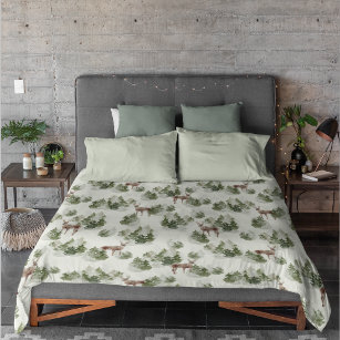 Watercolor Winter Forest Seamless Pattern Duvet Cover