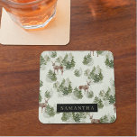 Watercolor Winter Forest Seamless Pattern Glass Coaster<br><div class="desc">Embrace the serene beauty of winter with our Watercolor Winter Forest Seamless Pattern. This exquisite design captures the enchanting essence of a snow-covered forest,  perfect for adding a touch of seasonal magic to your life.</div>