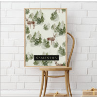 Watercolor Winter Forest Seamless Pattern