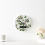 Watercolor Winter Forest Seamless Pattern Round Clock<br><div class="desc">Embrace the serene beauty of winter with our Watercolor Winter Forest Seamless Pattern. This exquisite design captures the enchanting essence of a snow-covered forest,  perfect for adding a touch of seasonal magic to your life.</div>