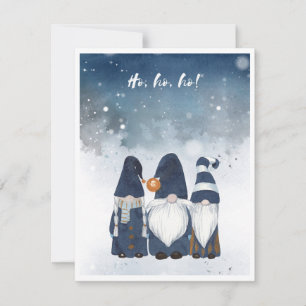 Watercolor Winter Gnomes Cute Holiday Card