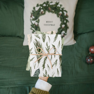 Watercolor Winter Green Seamless Pattern  Wrapping Paper Sheet