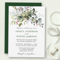 Watercolor Winter Greenery Wedding