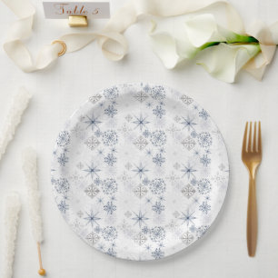 Watercolor Winter Holiday Pattern Paper Plate