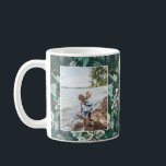 Watercolor Winter Holly Berry 2 Photo Coffee Mug<br><div class="desc">Watercolor winter holly berries and greenery pattern,  2 photo mug. Background colour,  shown in festive emerald green,  can be customized.</div>