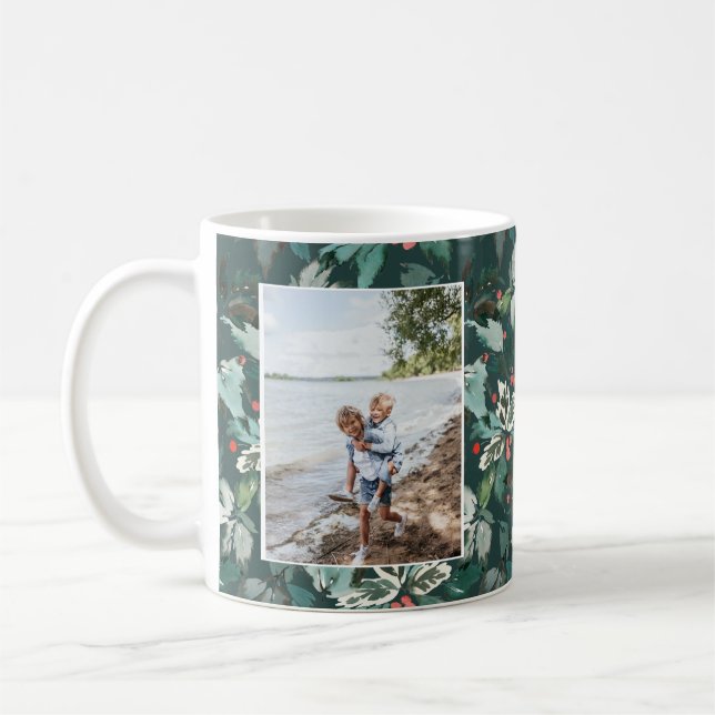 Watercolor Winter Holly Berry 2 Photo Coffee Mug (Left)