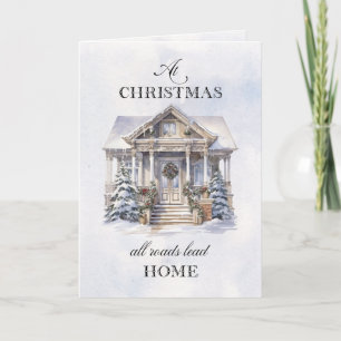 Watercolor Winter Home Christmas Greetings Holiday Card