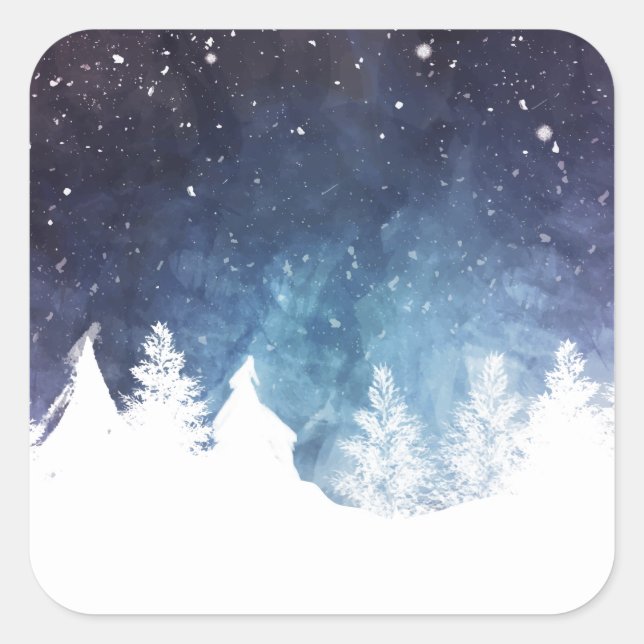 Watercolor Winter Landscape Holiday | Sticker (Front)