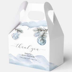 Watercolor Winter Mountain Snowflake Baby Shower Favor Box