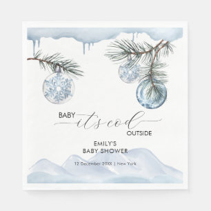 Watercolor Winter Mountain Snowflake Baby Shower  Napkin