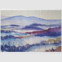 Watercolor Winter Mountains Decoupage Tissue Paper