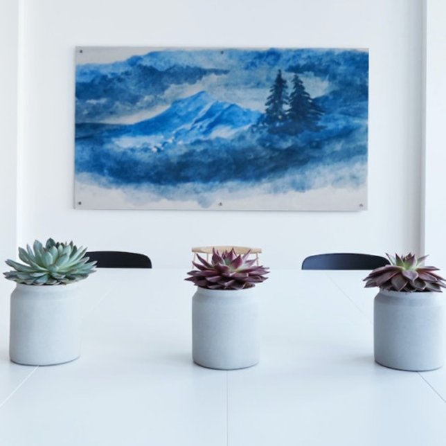 Watercolor Winter Mountains Landscape Painting Canvas Print (Creator Uploaded)