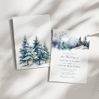 Watercolor Winter Mountains & Pine Trees Wedding