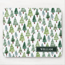 Watercolor Winter Pine Forest Personalized  