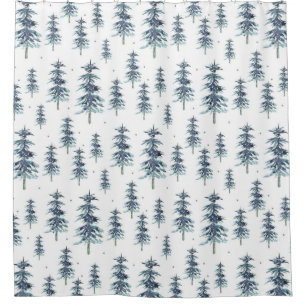 Watercolor Winter Pine Tree Pattern