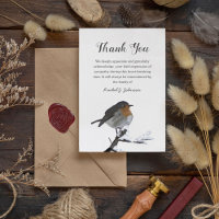 Watercolor Winter Robin Bird | Funeral Thank You