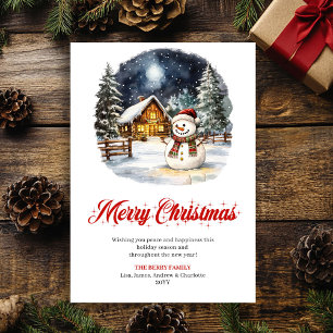 Watercolor Winter Scene Holiday Greeting Card