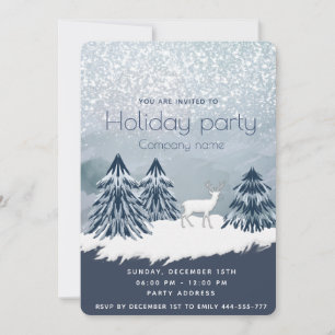 Watercolor winter scene holiday party company invitation