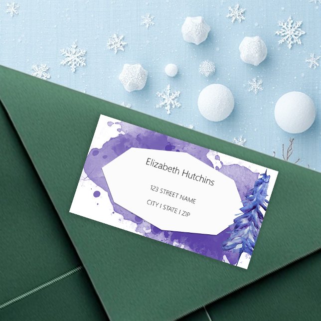 Watercolor Winter Scene In Deep Purple Tones Label (Creator Uploaded)