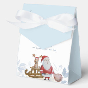 Watercolor Winter Sleigh Moose Santa Baby Shower Favor Box