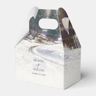 Watercolor Winter Snow Landscape Wedding Favor Box