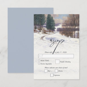 Watercolor Winter Snow Landscape Wedding RSVP Card