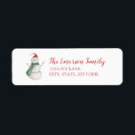 Watercolor Winter Snowman Return Address<br><div class="desc">This cute return address label features a watercolor snowman. Personalize with you family name and address.</div>