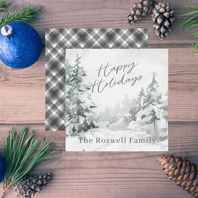 Watercolor Winter Snowy Landscape Personalized Card (Creator Uploaded)