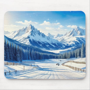 watercolor winter sports background mouse pad