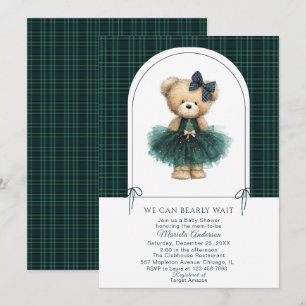 Watercolor  Winter  Teddy bear Christmas Baby Show Invitation