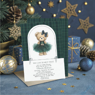 Watercolor  Winter  Teddy bear Christmas Baby Show Invitation