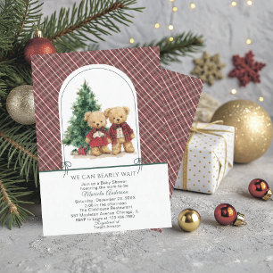 Watercolor  Winter  Teddy bear Christmas Baby Show Invitation