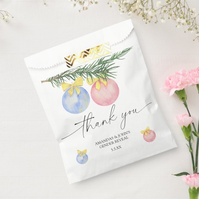Watercolor Winter Thank you gender reveal Favour Bag (Sealed)