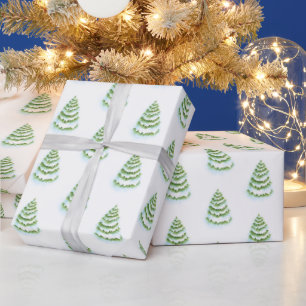  Watercolor Winter Tree Pattern Wrapping Paper