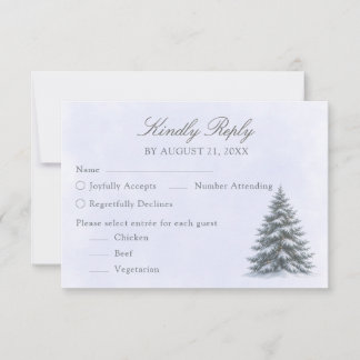 Watercolor Winter Tree Wedding RSVP Card