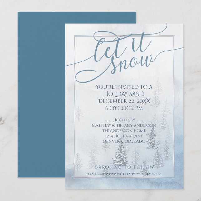 Watercolor Winter Trees Invitation (Front/Back)