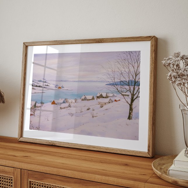 Watercolor Winter Village in Snow Christmas  Poster (Creator Uploaded)