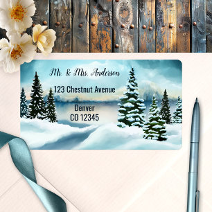Watercolor Winter Wedding Address Label