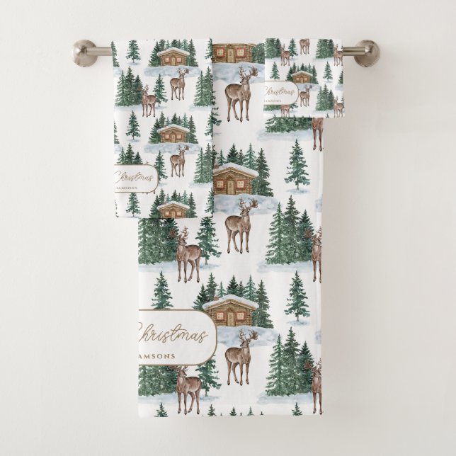 Watercolor Winter Wonderland Rustic Barn Christmas (En situation)