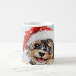 Watercolor Winter Wonderland Santa Puppy Coffee Mug