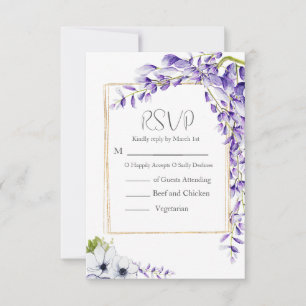 Watercolor Wisteria Blooms Wedding RSVP Card