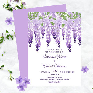 Watercolor Wisteria Floral Elegant Modern Wedding Invitation
