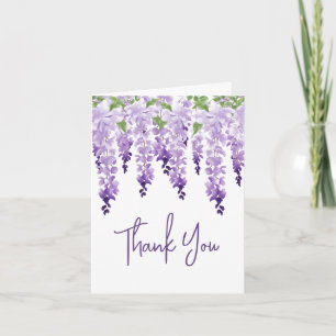 Watercolor Wisteria Lavender Floral Wedding Thank You Card