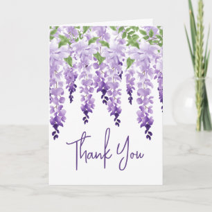 Watercolor Wisteria Lavender Floral Wedding Thank You Card