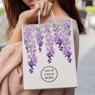 Watercolor Wisteria Personalized Logo Corporate Small Gift Bag