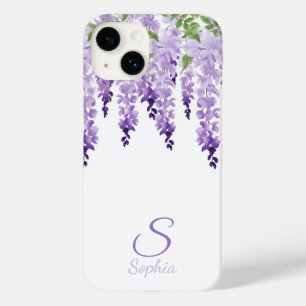 Watercolor Wisteria Personalized Name Monogram Case-Mate iPhone 14 Case