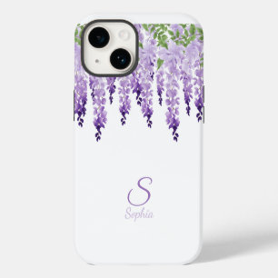 Watercolor Wisteria Personalized Name Monogram iPhone 14 Case